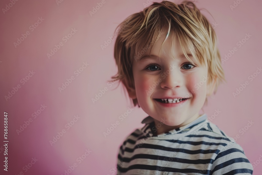 Portrait of a cute little boy smiling on a pink background. Portrait of a cute little boy smiling on a pink background.