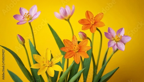 beautiful spring flowers on paper background © SANTANU PATRA