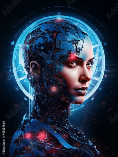 Cyber Humanoid Robot, Android Female.
