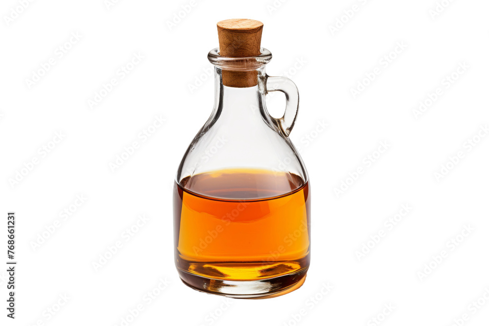 Elixir of Light: Glass Bottle Filled With Liquid. On a White or Clear Surface PNG Transparent Background.