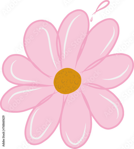 Hand drawn bloom flower watercolor on transparent background. Vector file