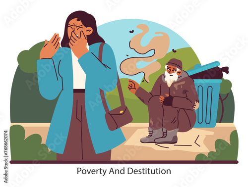 Societal plight. Flat vector illustration.