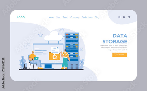 Data storage concept. Flat vector illustration.