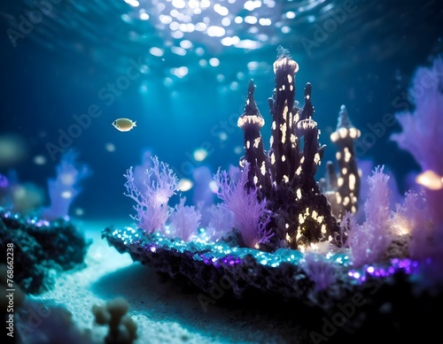 Undersea world. Landscape underwater in the sea or ocean. Marine nature background.