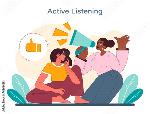 Active listening concept. An engaging vector scene showcasing the art of attentive communication
