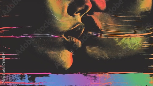 LGBT pride girls, Y2k art for t-shirts and clothes, collage with a negative photocopy effect. Rough brutal elements for 90s vintage design. Ai Generation