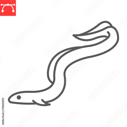 Eel line icon, seafood and fish , moray vector icon, vector graphics, editable stroke outline sign, eps 10.