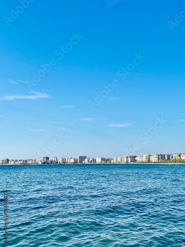 Summer cityscape of Vlore town. Adriatic sea, Albania.