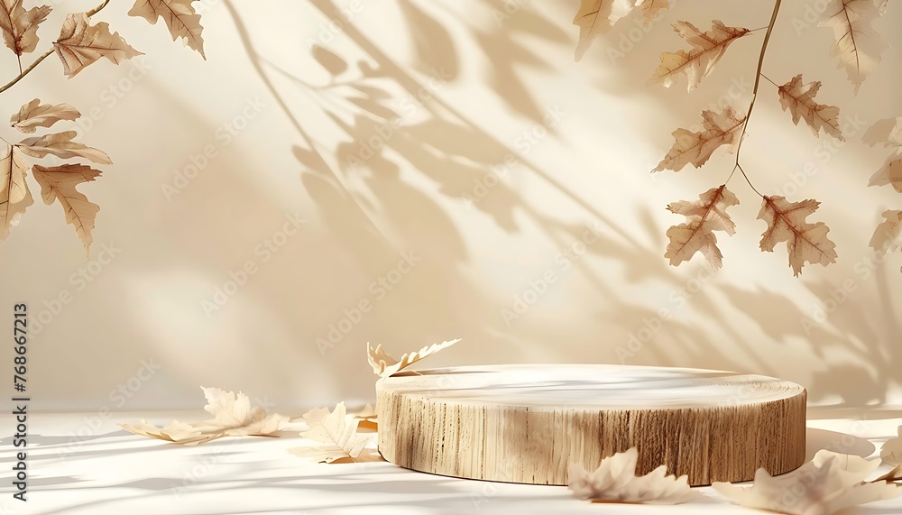 Autumnal Podium.  Mockup for Branding and Packaging Presentation