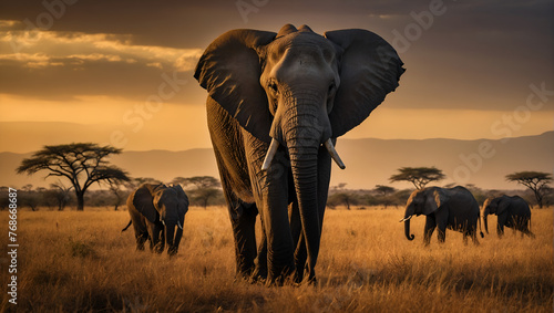 elephants in the savannah