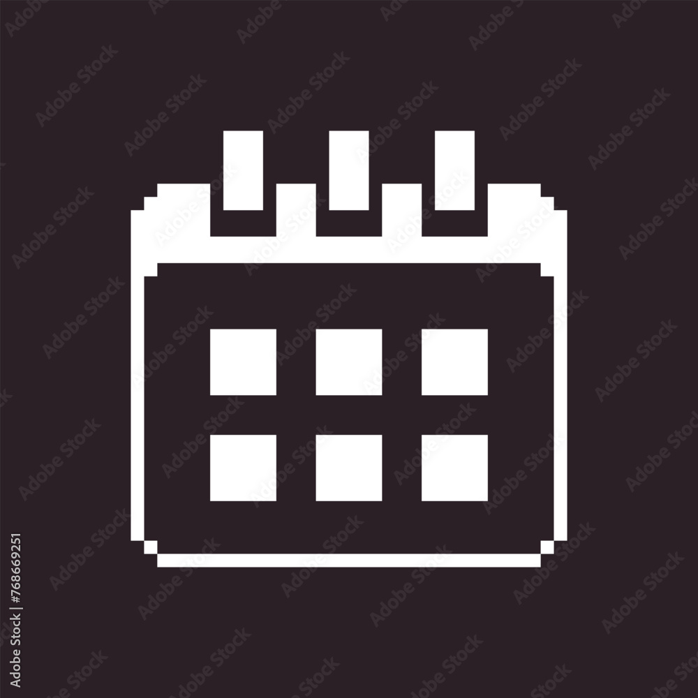 black and white simple flat 1bit vector pixel art icon of tear-off office calendar black and white simple flat 1bit vector pixel art icon of tear-off office calendar