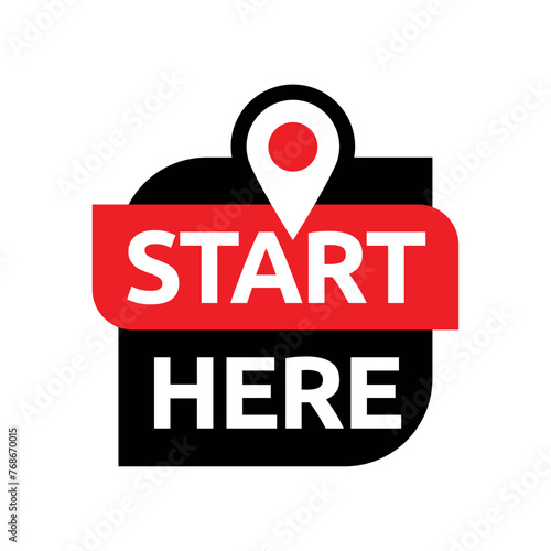 Start here text button template Isolated on white background