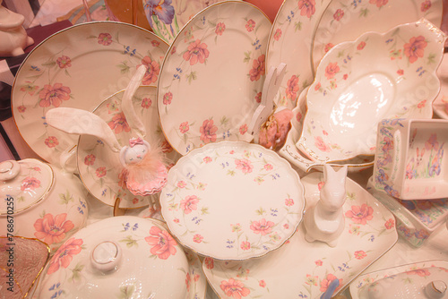 porcelain dishware set with floral design