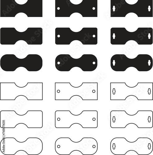 Set of Necklace display cards icons in flat styles with editable stock. Jewelry cards. Necklace hang tags on transparent background. Vector illustration Designs Elements for Web Page and Mobile Apps.