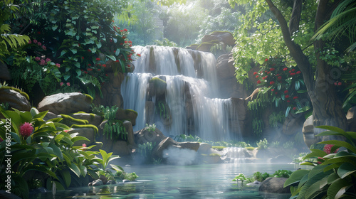 Zen Oasis  Tranquil Waterfall Retreat
