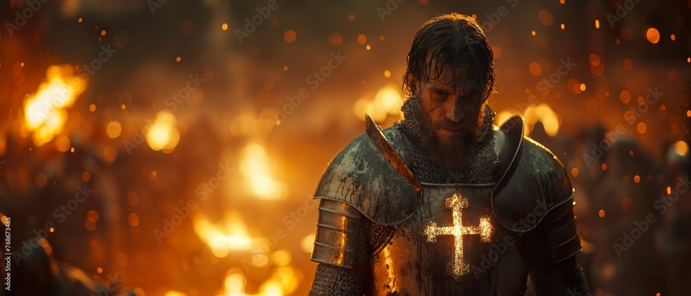 Medieval Warrior In Armor. Illustration On The Theme Of History And The Middle Ages, Man And Wars. Generative AI Medieval Warrior In Armor. Illustration On The Theme Of History And The Middle Ages, Man And Wars. Generative AI