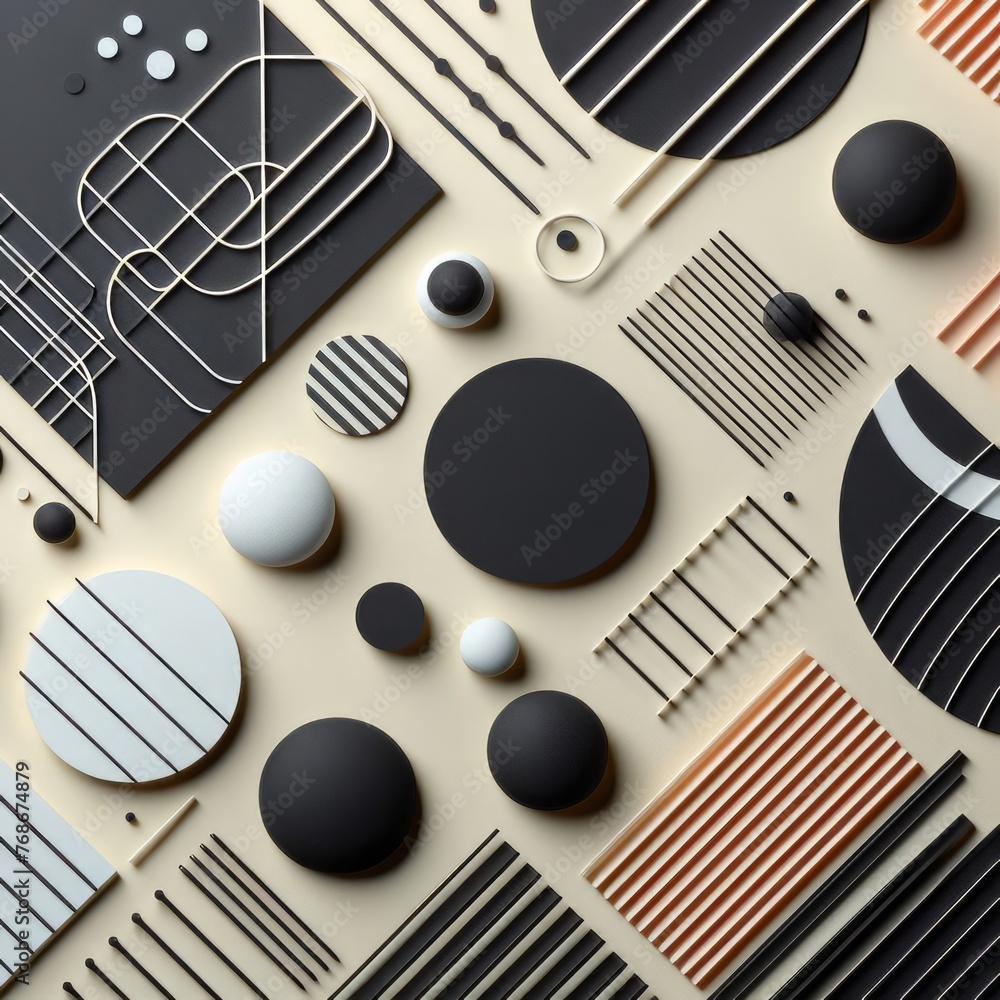 Minimal geometric shapes and lines in black and white Minimal geometric shapes and lines in black and white