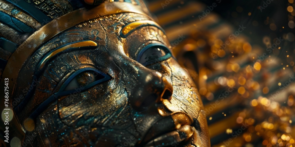 Obraz premium A golden mask with a gold nose and gold eyes