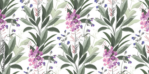 Vector floral seamless pattern with willow-herb.