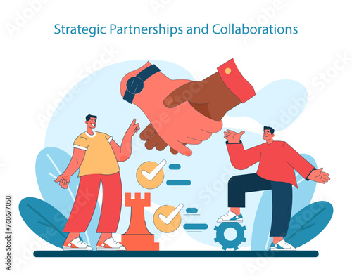 Strategic Partnerships and Collaborations concept. Building strong alliances