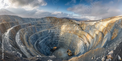 Obraz na płótnie A large pit with a truck in it