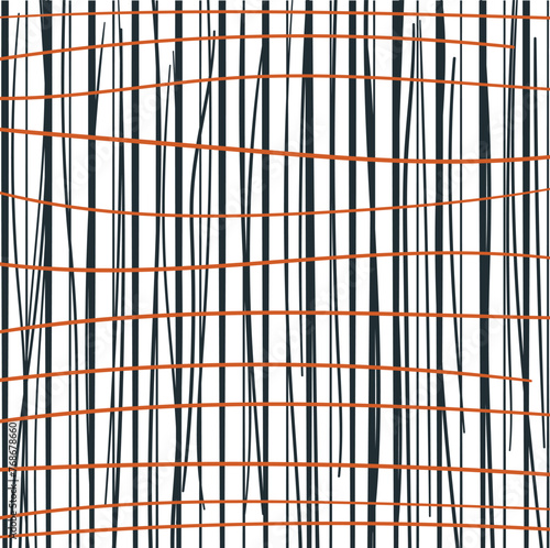 Wallpaper Mural Curved vertical wooden lines or sticks and red horizontal lines. Torontodigital.ca