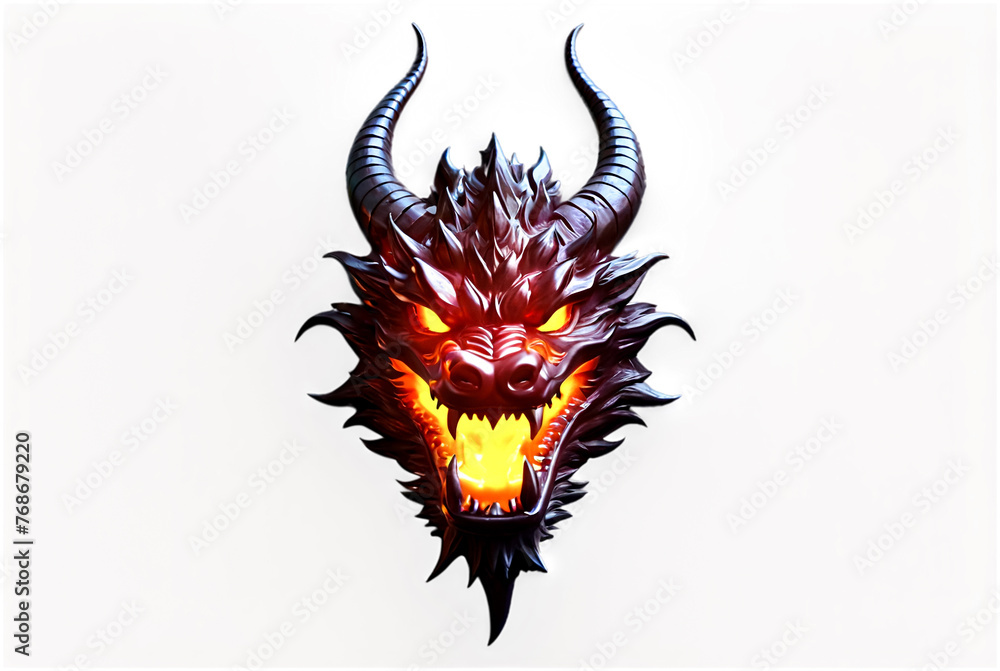 Logotype of fire chinese dragon head with flame fire, colorful image ...
