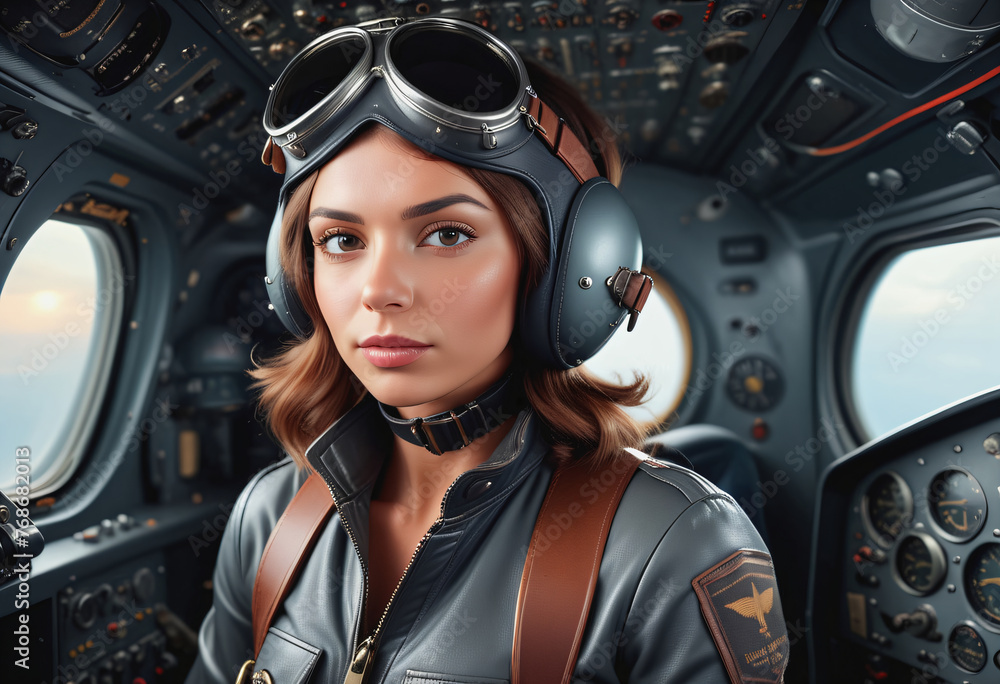 Female pilot in the cockpit