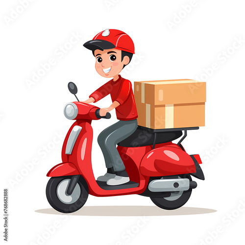 Food delivery man riding a scooter