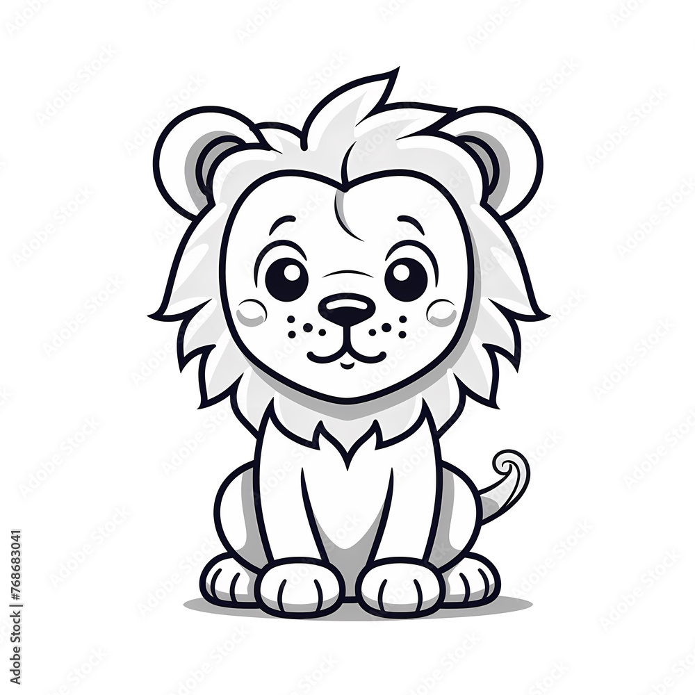 Cute baby lion colouring page, perfect for helping children and