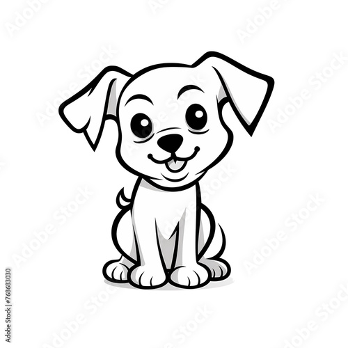 A cute dog character  featuring a coloring book page with a cute dog outline for coloring  perfect for animal character coloring pages