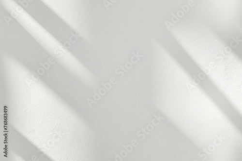 Abstract light reflection and grey shadow from window on white wall background, dark gray shadows and sunshine overlay effect for backdrop and mockup design photo