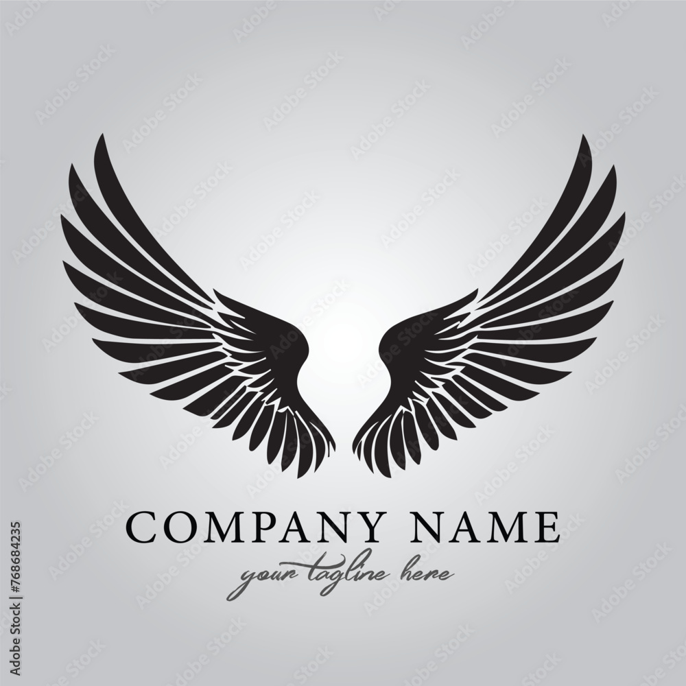 Obraz premium Wings icon logo company vector image on the white background