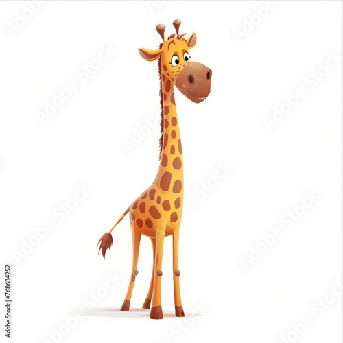 Cute Funny Cartoon Giraffe  Illustration for Children Book  Generative AI