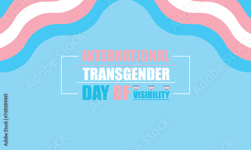 International transgender day of visibility text with flag illustration design 