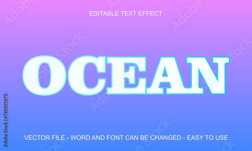 Editable text effect ocean 3d style