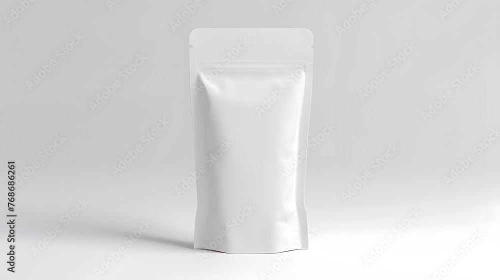 White blank pouch package doypack, white background product presentation, product packaging, White blank pouch package doypack, white background product presentation, product packaging,