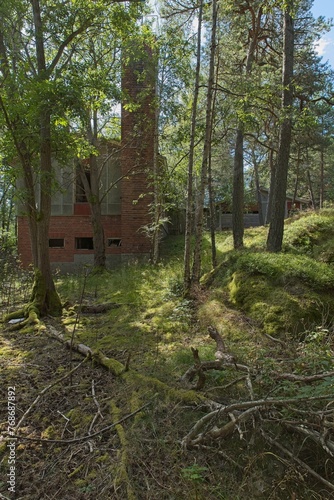 Old abandoned building on the island of Jussar   in summer  Raasepori  Finland.