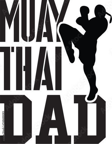 Muay Thai Dad Illustration, Muay Thai Vector, Fighter, Combat, Sport, Thailand, Fight