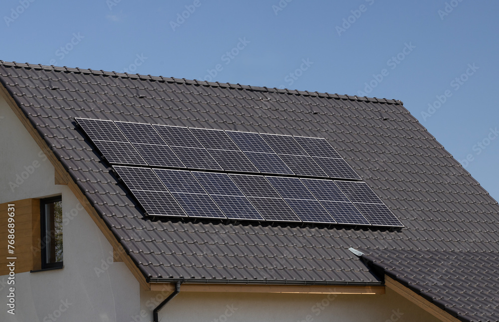 Fototapeta premium Solar Panels on Residential Roof