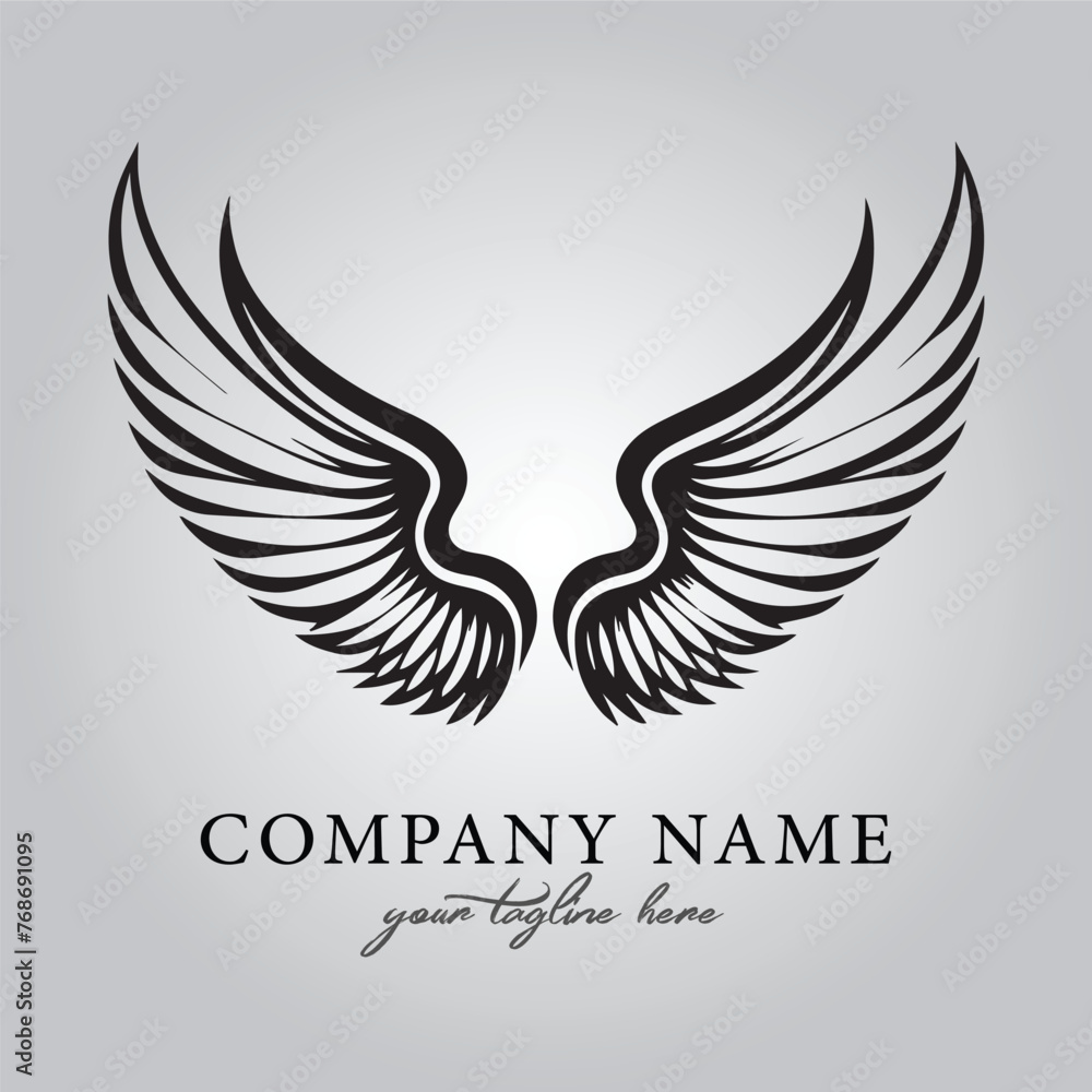 Wings icon logo company vector image on the white background Wings icon logo company vector image on the white background