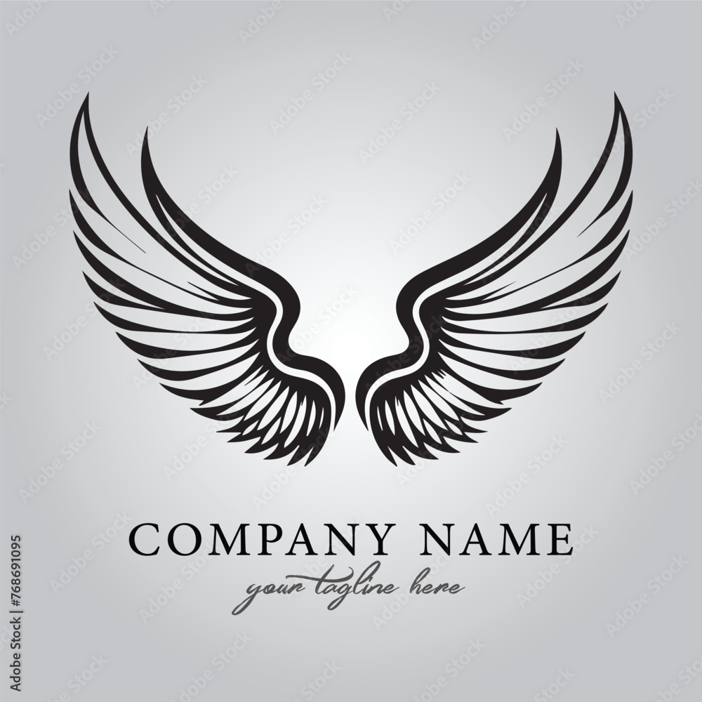 Wings icon logo company vector image on the white background