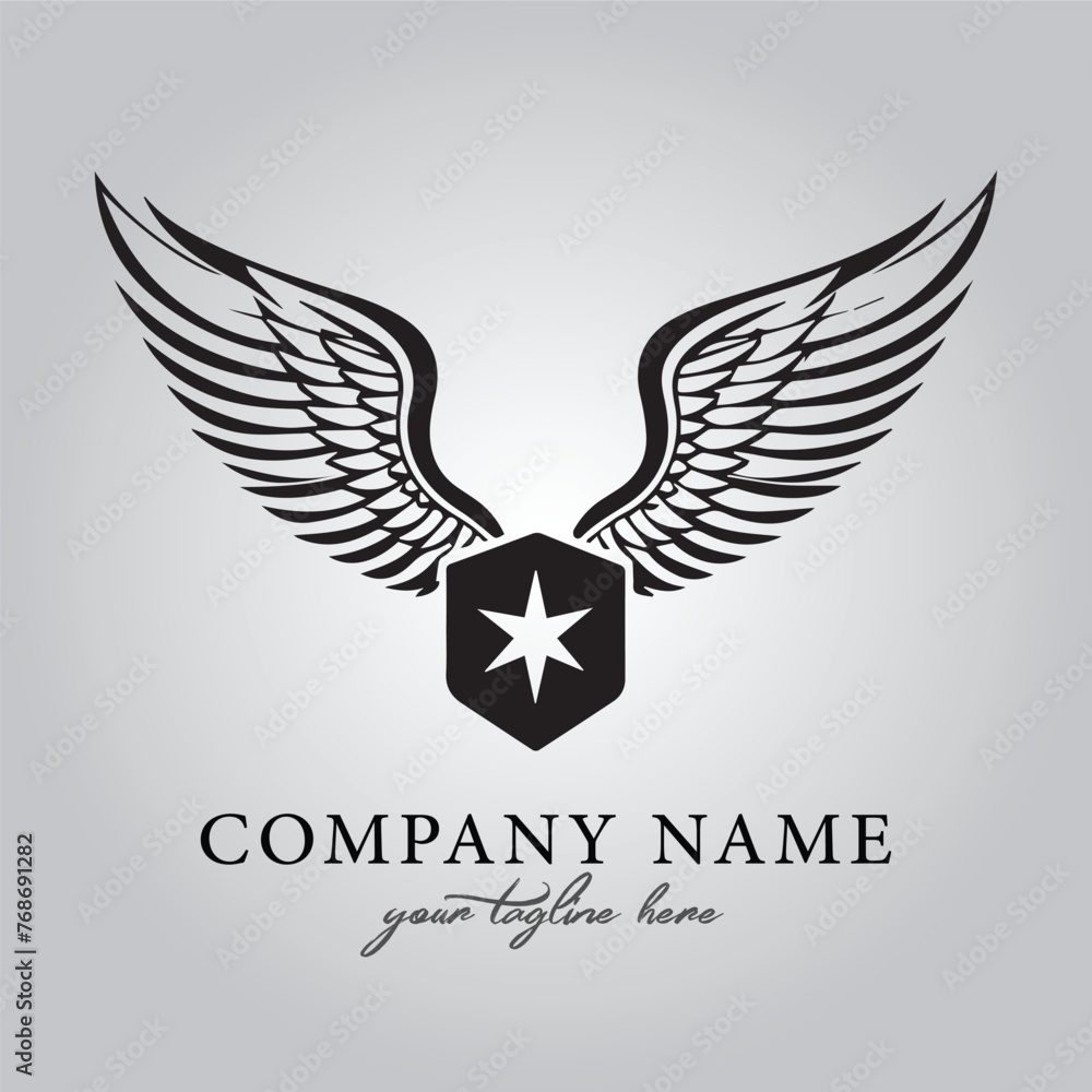 Wings icon logo company vector image on the white background Wings icon logo company vector image on the white background