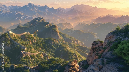 Early light bathes the Great Wall, highlighting its immense journey across China's rugged terrain © cvetikmart