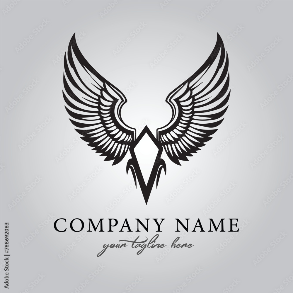 Obraz premium Wings icon logo company vector image on the white background