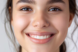 front view of a smiling face cute girl doing nose contouring  full ultra hd, high resolution