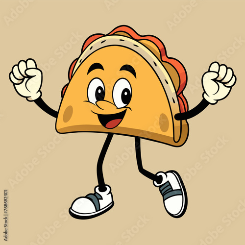 A cheerful retro beef empanadas character