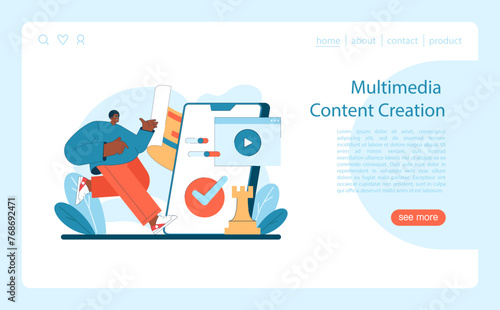 Multimedia Content Creation concept. Crafting diverse digital assets