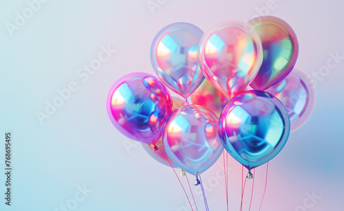Iridescent Celebration: Holographic Foil Balloons on White
