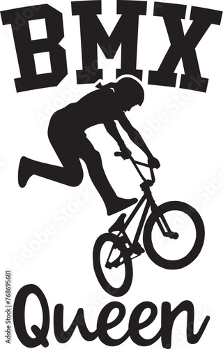 BMX Queen Illustration, BMX Girl,Vector, BMX Design, Cut File, Sport, Extreme, Bicycle, Trick, Ramp, 